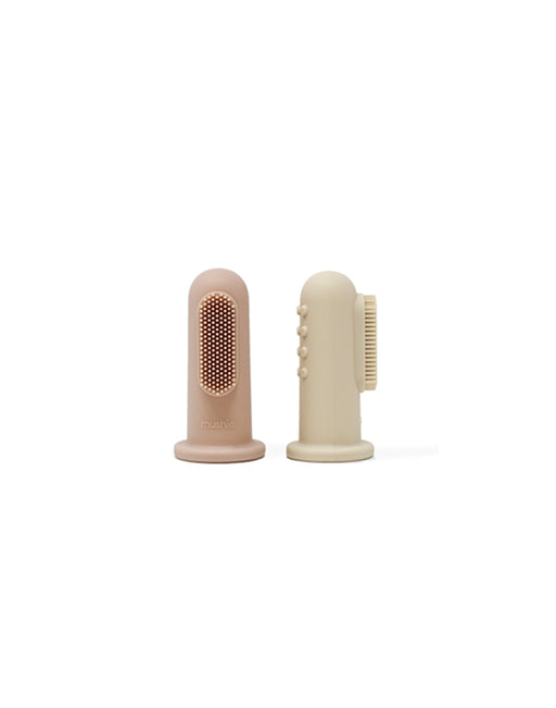 Mushie Finger Toothbrushes (Blush/Shifting Sand)