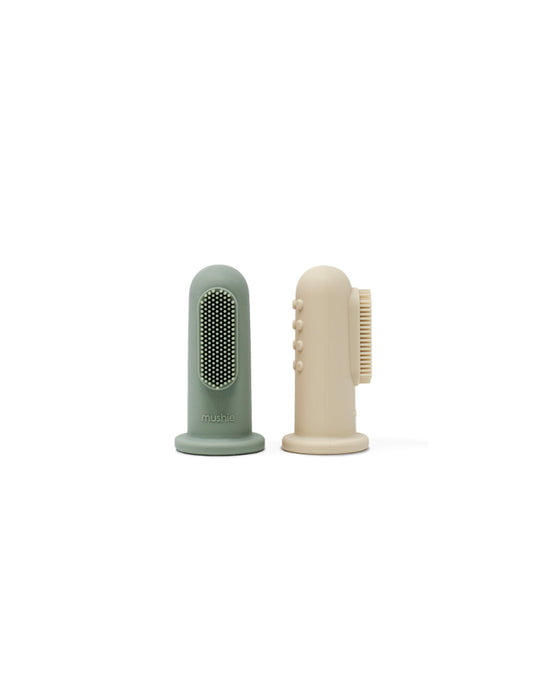 Mushie Finger Toothbrushes (Cambridge Blue/Shifting Sand)