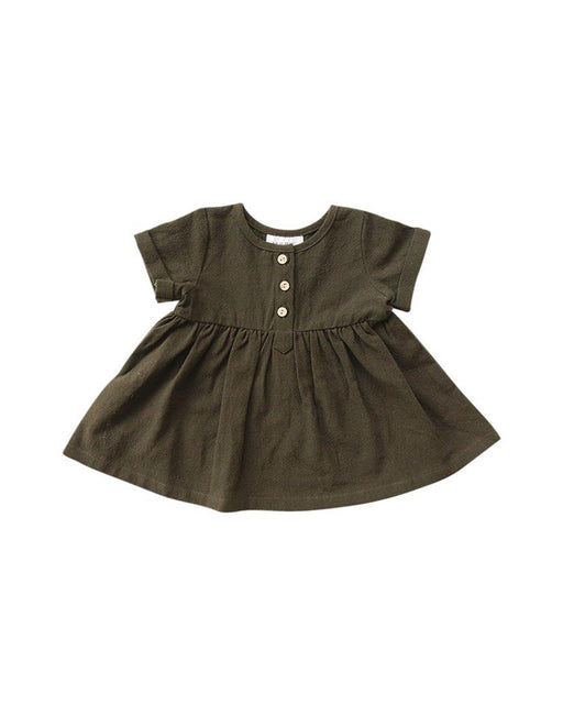 Mebie Baby Winter Green Linen Cotton Ruffle Dress Infant Roots Mebie Baby Winter Green Linen Cotton Ruffle Dress Infant Roots