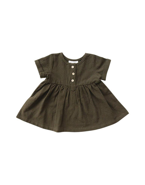 Mebie Baby - Winter Green Linen Cotton Dress