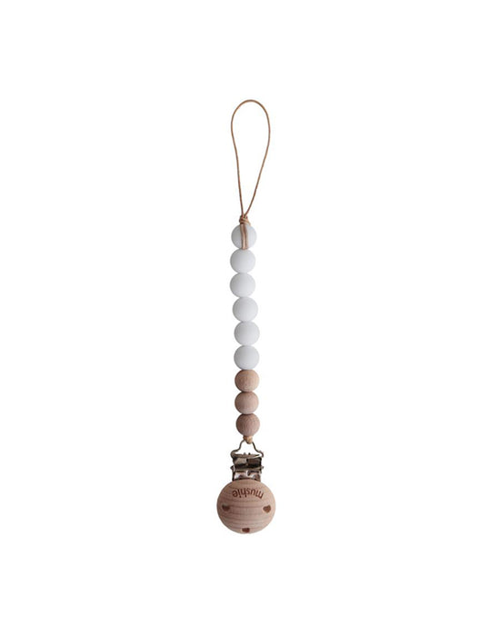 Mushie Cleo Pacifier Clip (White)