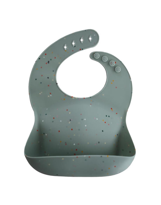 Mushie Silicone Baby Bib (Cambridge Blue Confetti)