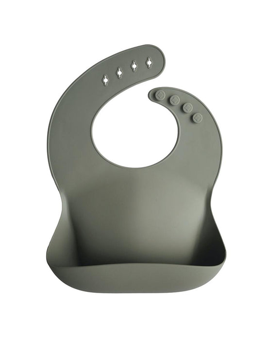 Mushie Silicone Baby Bib (Silver Sage)