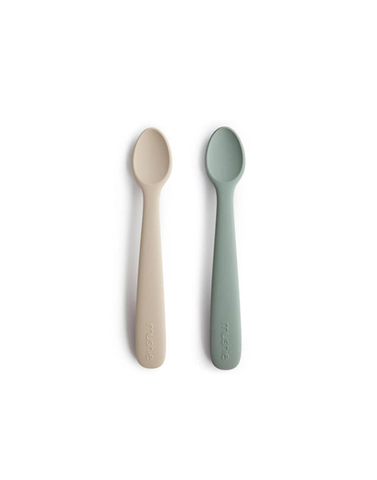 Mushie Silicone Feeding Spoons (Cambridge Blue/Shifting Sand)