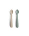 Mushie Silicone Feeding Spoons (Cambridge Blue/Shifting Sand)