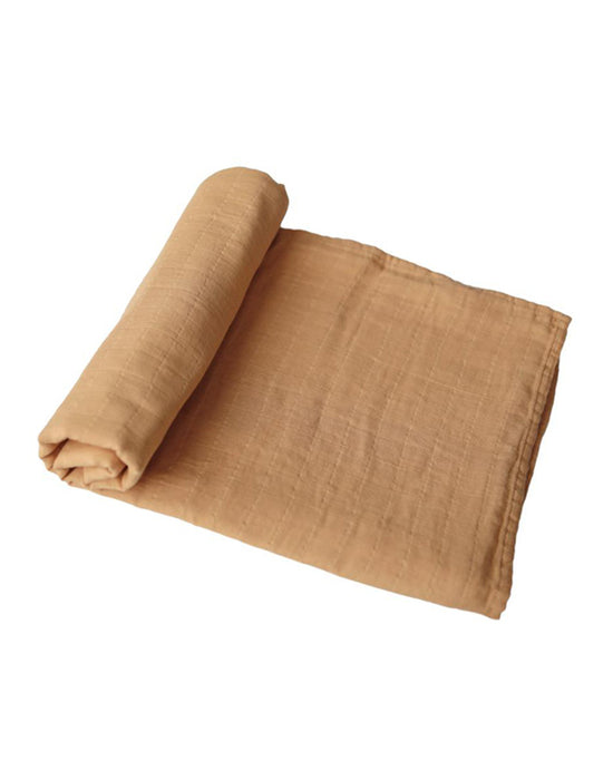 Mushie Muslin Swaddle Blanket (Fall Yellow)