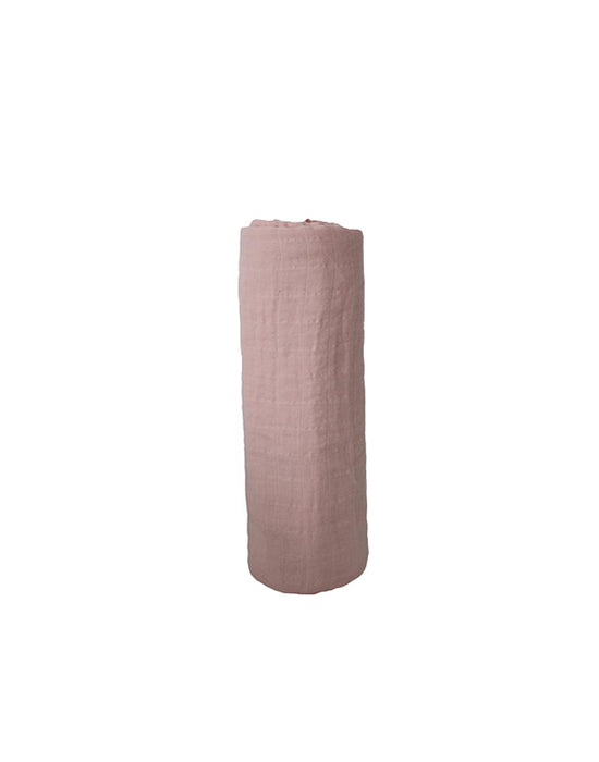 Mushie Muslin Swaddle Blanket (Rose Vanilla) Folded