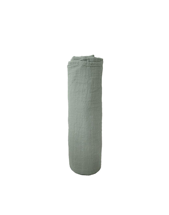 Mushie Muslin Swaddle Blanket (Sage) Folded